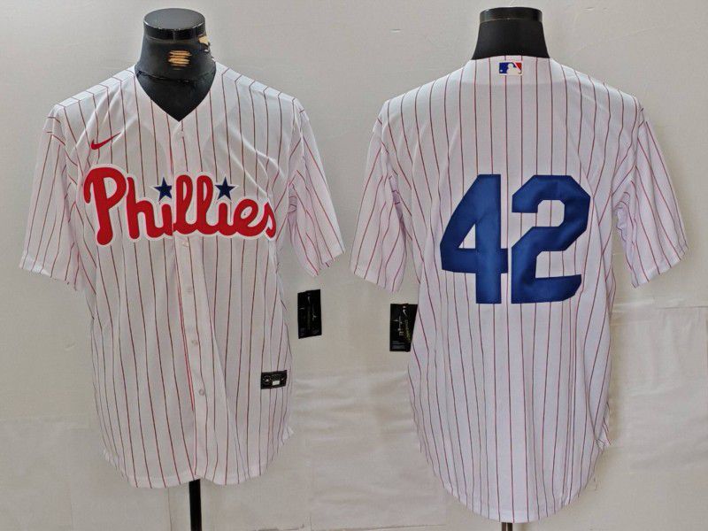 Men Philadelphia Phillies #42 No Name White stripe Game 2024 Nike MLB Jersey style 1